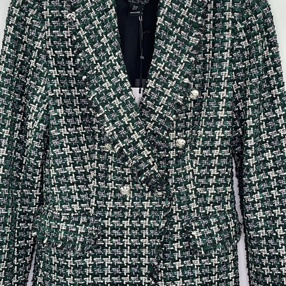 Rachel Zoe Contemporary Fit Tartan Plaid Tweed Jacket - Picture 3 of 15